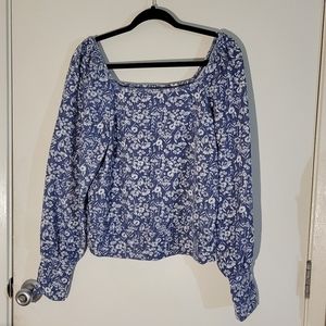 LC Flowerprint Long Sleeve Warm Blouse